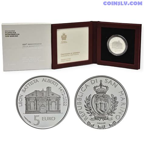 5 Euro Silver Coin San Marino 2022 Leon Battista Alberti PROOF