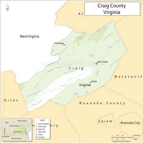 Craig County Map Virginia Usa