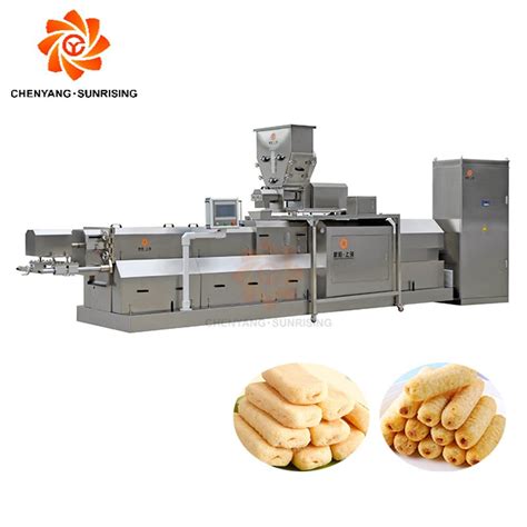 Puffed Core Filled Snack Food Processing Line With Pillow Shape Corn