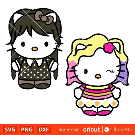 Hello Kitty Wednesday And Enid Bundle Svg Nevermore Academy Svg Dancing