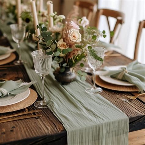 Sage Green Decor 10ft Cheesecloth Table Runner Wedding Decor Sage