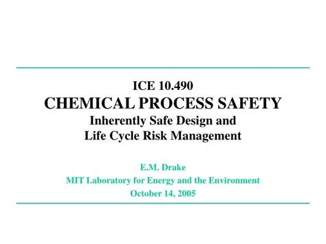 Ppt Ice 10490 Chemical Process Safety Inherently Safe Design And