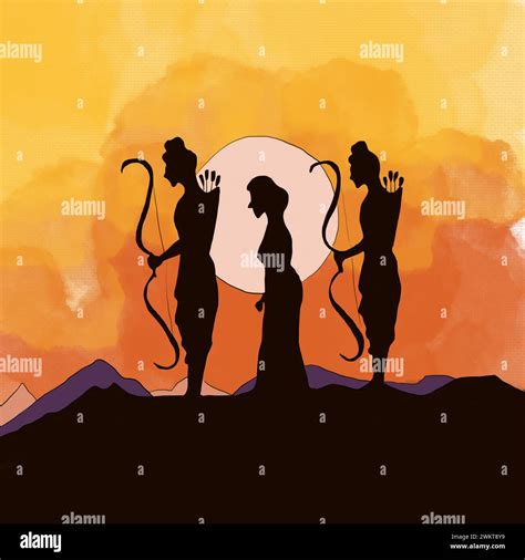 Illustration of Hindu Lord Shri Rama with his wife Mata Sita and ...