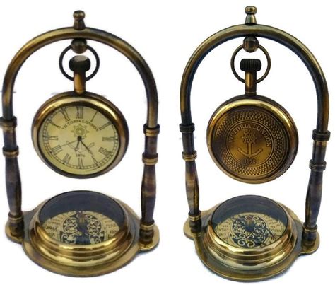 Battery Polished Brass Antique Hanging Table Clock Feature