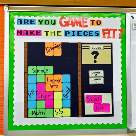 Tetris Themed Bulletin Board for Preschool Classroom