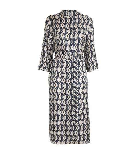 Womens Max Mara Blue Silk Printed Midi Dress Harrods Uk