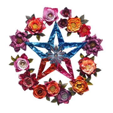 Colorful Star Shaped Flower With Surrounding Roses Star Shaped Flower