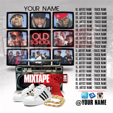 Mixtape Template Old School Hip Hop 4 W Track List Graphic Design