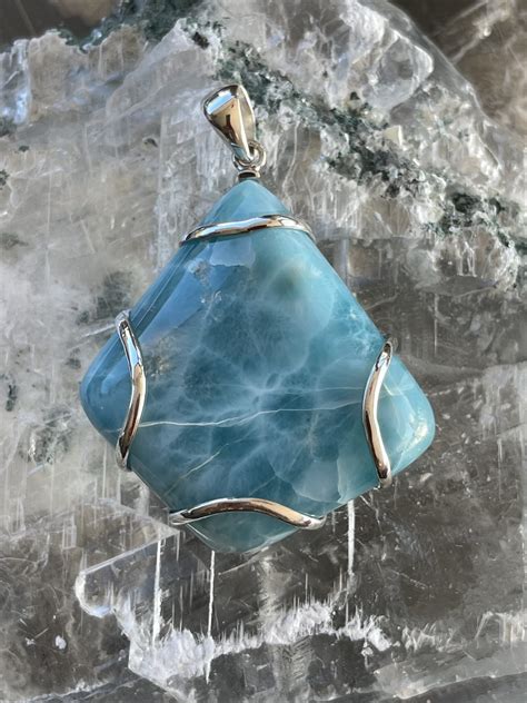 Larimar 925 Sterling Silver Pendant L22 • The Crystal Cave