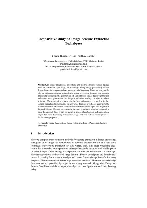 Pdf Comparative Study On Image Feature Extraction Techniques