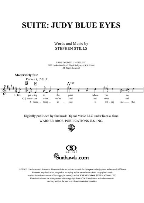 Suite Judy Blue Eyes Sheet Music By Crosby Stills And Nash For Lead Sheet Sheet Music Now