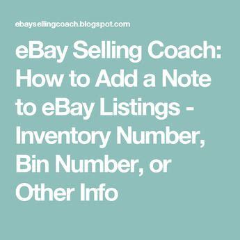 EBay Selling Coach How To Add A Note To EBay Listings Inventory