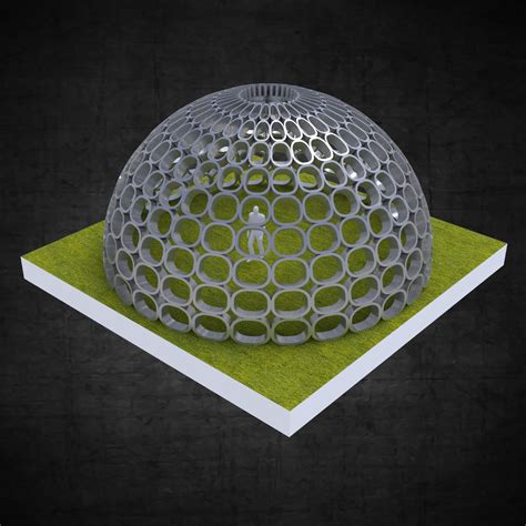 3D model Dome structure with round panels geodesic shape VR / AR / low ...