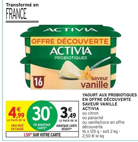 Promo Activia yaourt aux probiotiques en offre découverte saveur