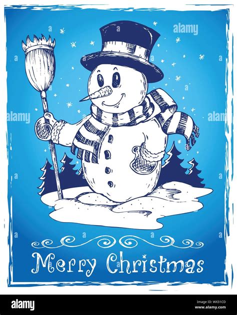 Winter snowman theme drawing 3 Stock Vector Image & Art - Alamy