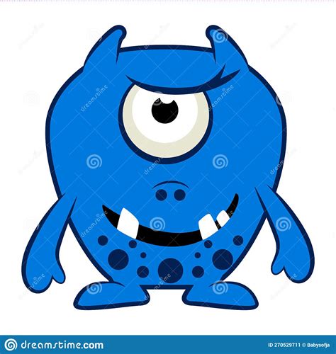 Cartoon Blue Monster Halloween Vector Illustration Of Blue Monster