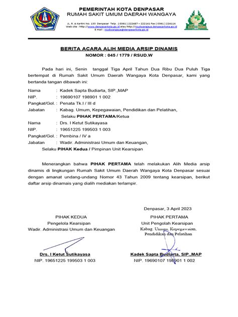 Berita Acara Alih Media Pdf