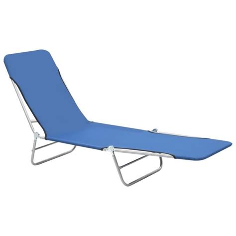 LEX Chaises Longues Pliables 2 Pcs Acier Et Tissu Bleu Qqmora