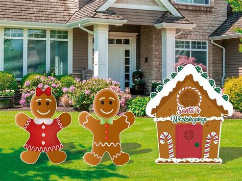 Gingerbread House Christmas Cutout And Yard Sign Etsy