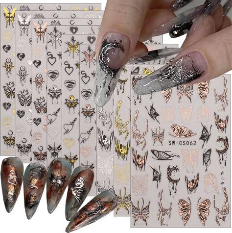 Amazon Sheets Retro Butterfly Nail Art Stickers Decal D Self