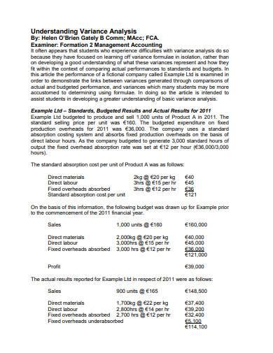 FREE 11+ Variance Analysis Report Samples in PDF | MS Word