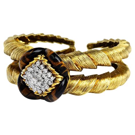 Chopard 1970s Diamond And Tiger Eye Bracelet Watch At 1stdibs