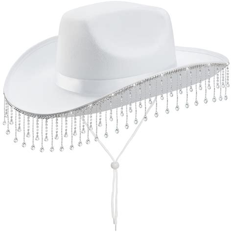 quescu Bridal Cowboy Hat and Veil Bachelorette Party,White Cowgirl Hat