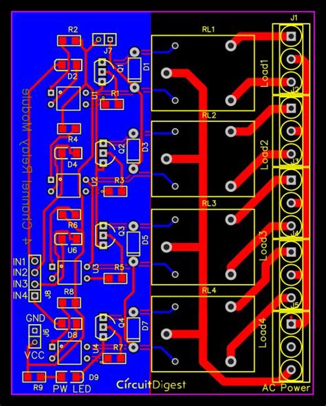 4 Channel Relay Driver Module EasyEDA Circuit Board Design