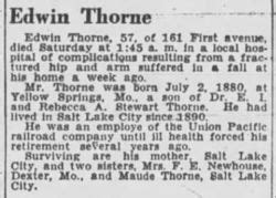 Edwin Hoag Thorn 1880 1937 Find A Grave Memorial