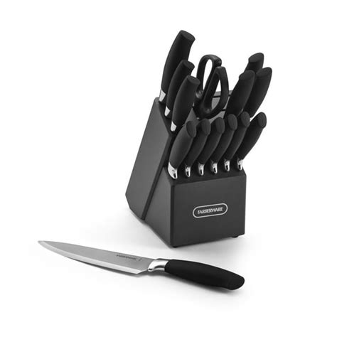 Farberware Classic 15 Piece Soft Grip Knife Block Set In Graphite