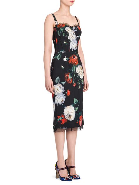 Dolce And Gabbana Floral Bustier Dress In Black Lyst