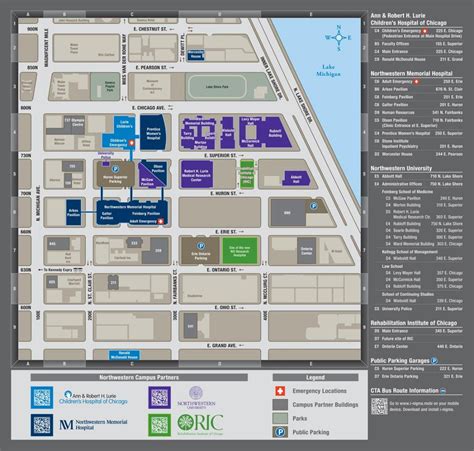 Northwestern campus map - Northwestern Chicago campus map (United ...