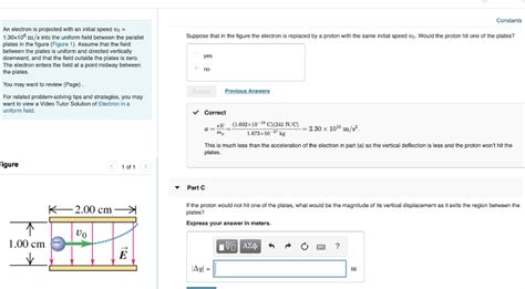 Solved Part A An Electron Is Projected With An Initial Speed Chegg