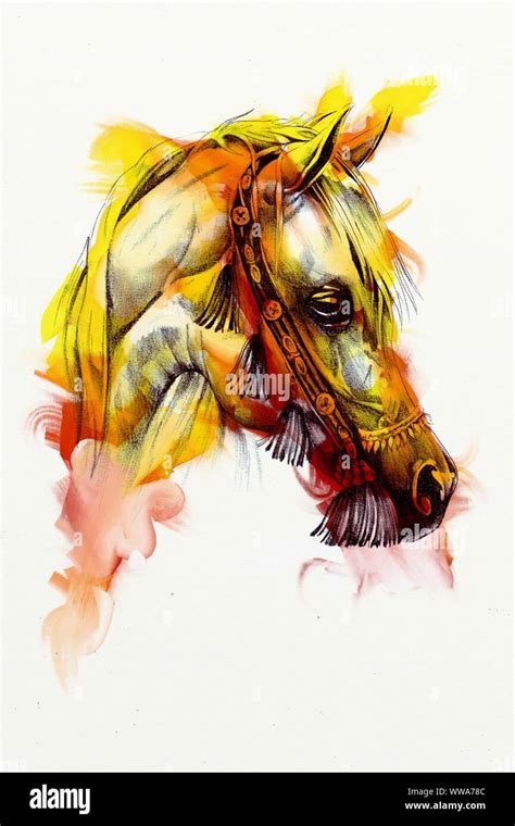 Original oil painting of a fine arabian horse Stock Photo - Alamy