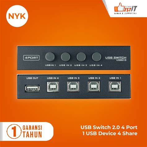 Jual USB Switch Manual Printer 4 Port Data Switcher 1 4 USB Printer