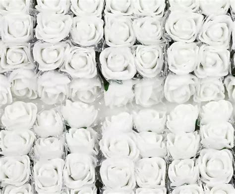 144 Mini Rosas Flores Rosinhas Artificiais Eva Branco Parcelamento