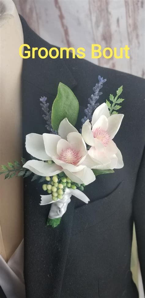 Magnolia Wrist Wedding Corsage With Match Boutonnieres Magnolia Wedding