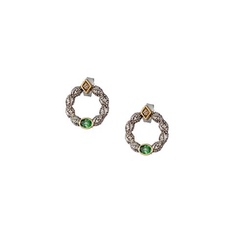 Small Circle Stud Earrings with 18k Yellow Gold and Sterling Silver 925 ...