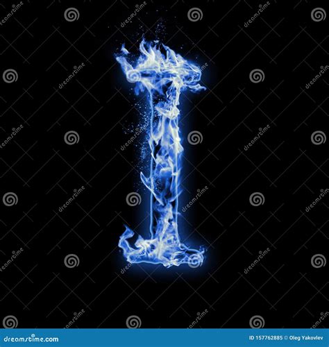 Letter I. Blue Fire Flames On Black Stock Image | CartoonDealer.com ...