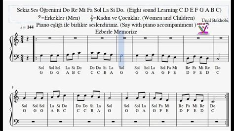 Sekiz Ses öğrenimi Do Re Mi Fa Sol La Si Doeight Sound Learning C D