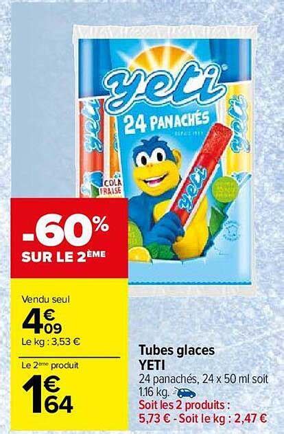 Promo Tubes Glaces Yeti Chez Carrefour Market Icatalogue Fr