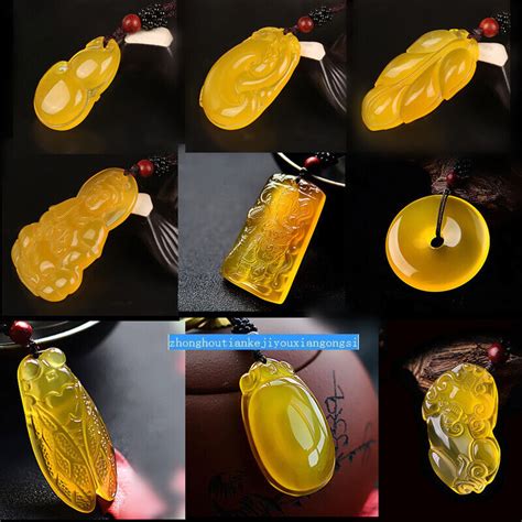 Natural Yellow Ice Chalcedony Agate Donut Buddha Guanyin Pixiu Leaf