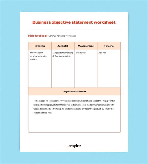 Business objectives: 5 examples [+ template] | Zapier - Worksheets Library