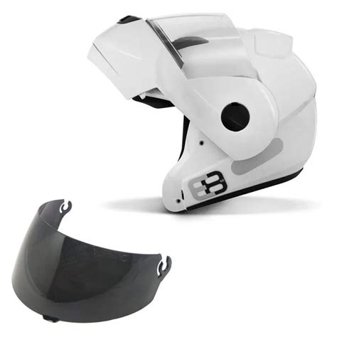 CAPACETE ROBOCOP EBF E8 SOLID BRANCO BRILHANTE VISEIRA FUME Shopee