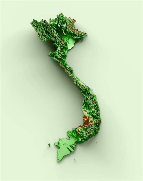 Vietnam mapa topográfico 3d mapa realista color 3d ilustración Foto