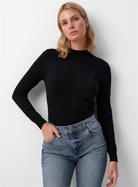 Fine Knit Slim Fit Mock Neck Contemporaine Shop Womens Turtlenecks And Mock Necks Simons