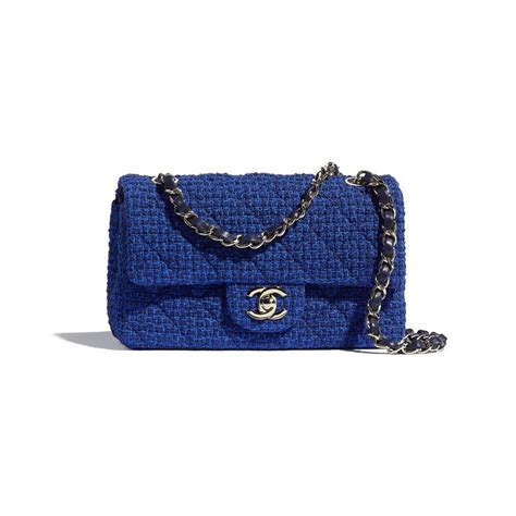 Tweed And Gold Tone Metal Blue And Navy Blue Mini Flap Bag Chanel