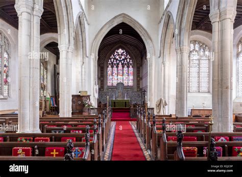 The interior of St Lawrence church in the village of Great Waldingfield ...