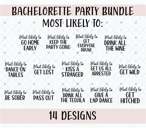 Bachelorette Party Svg Bundle Most Likely To Svg Bundle Bachelorette