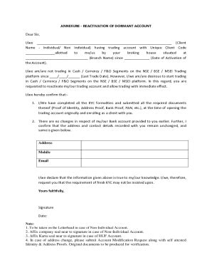 Fillable Online Request Letter For Activation Of Dormant Trading